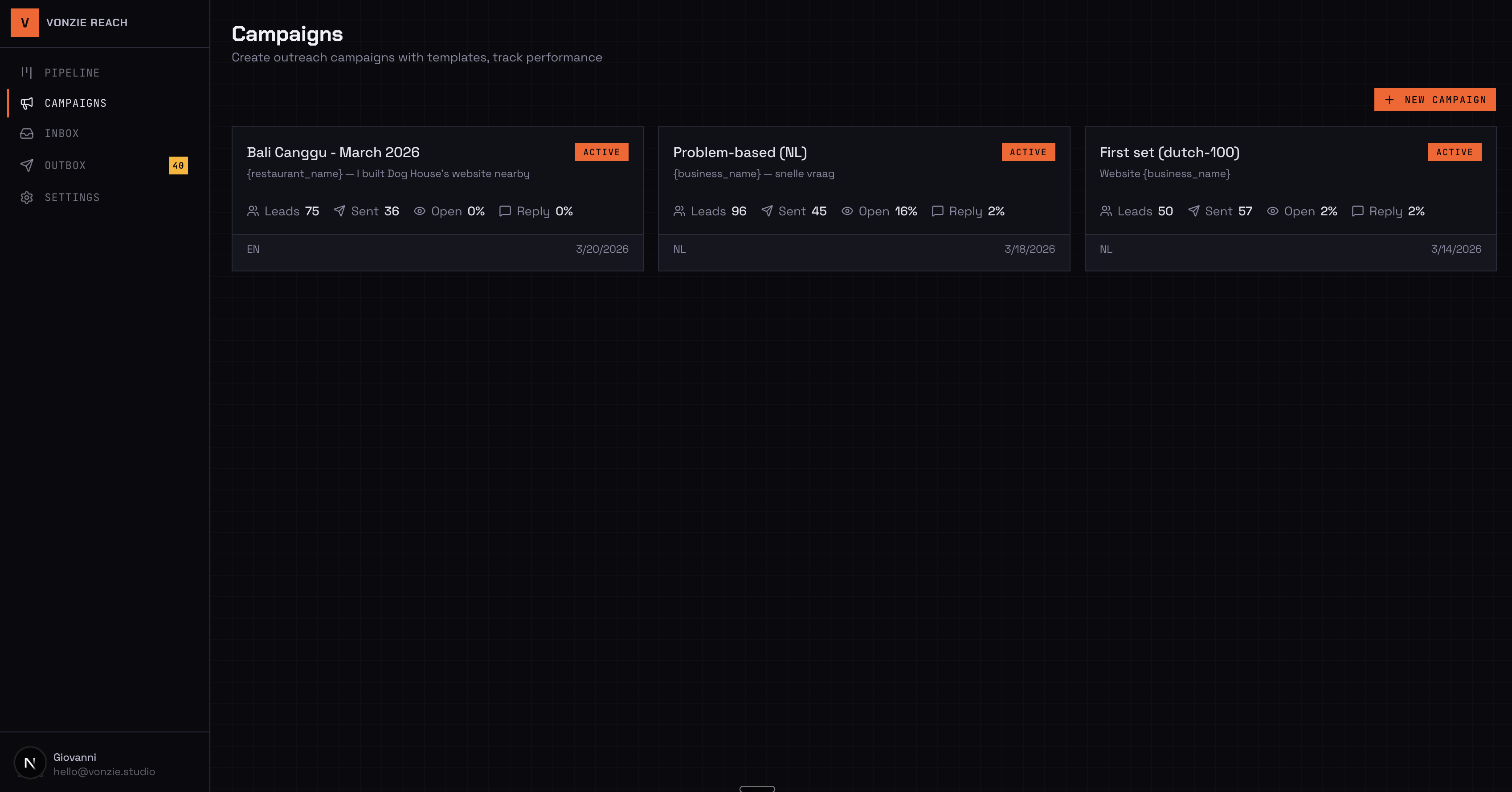 Vonzie Reach project screenshot